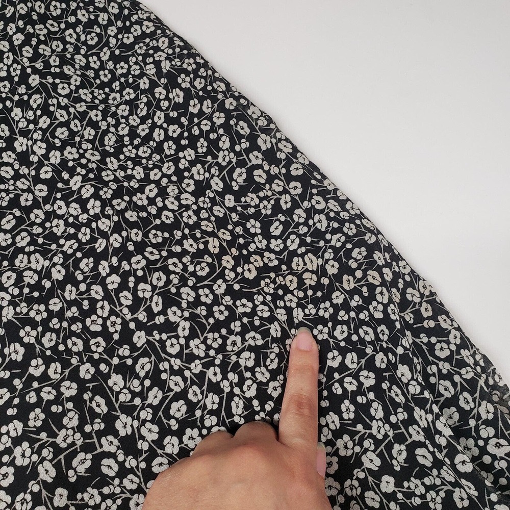 Ann Taylor Silk Dress Vintage 90s Y2k Womens 12 Floral Ditsy Sleeveless Black - Picture 10 of 16